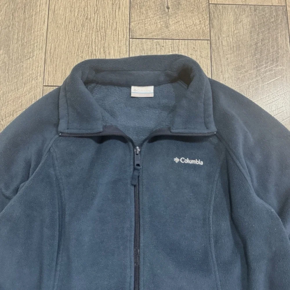 Columbia‎ Hiking Jacket Blue Fleece Stand Collar Full Zip Pockets Womens Large